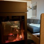 a fireplace in a room