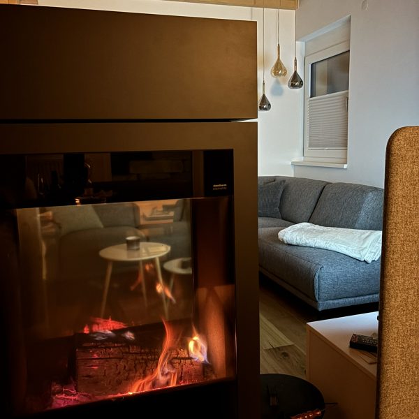a fireplace in a room