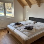 a bed in a room